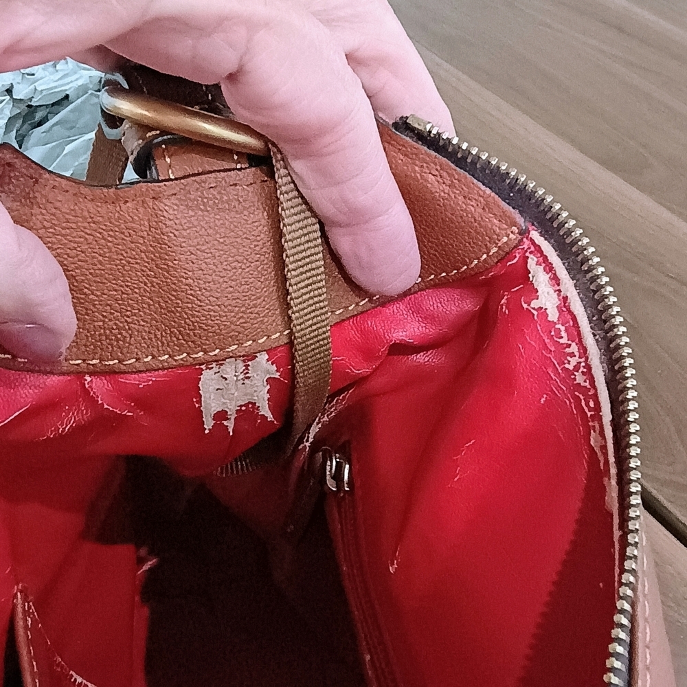 Dooney & Bourke Tan and Black Leather Hobo Bag - Picture 15 of 15
